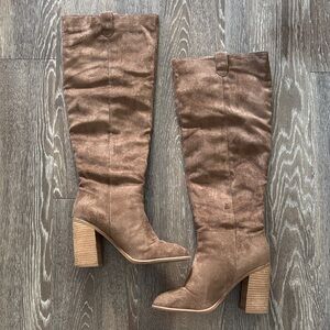 Vici Tan Suede Heeled Boots